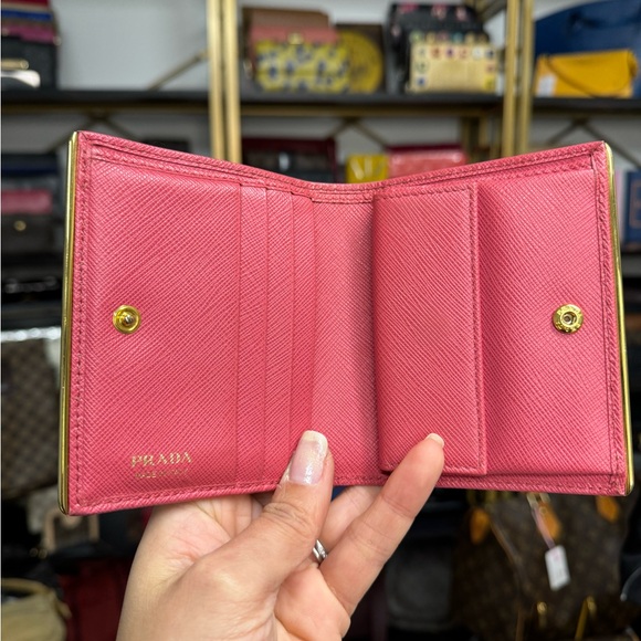 11792 Prada Saffiano Metal Compact Wallet Peonia - Picture 7 of 7